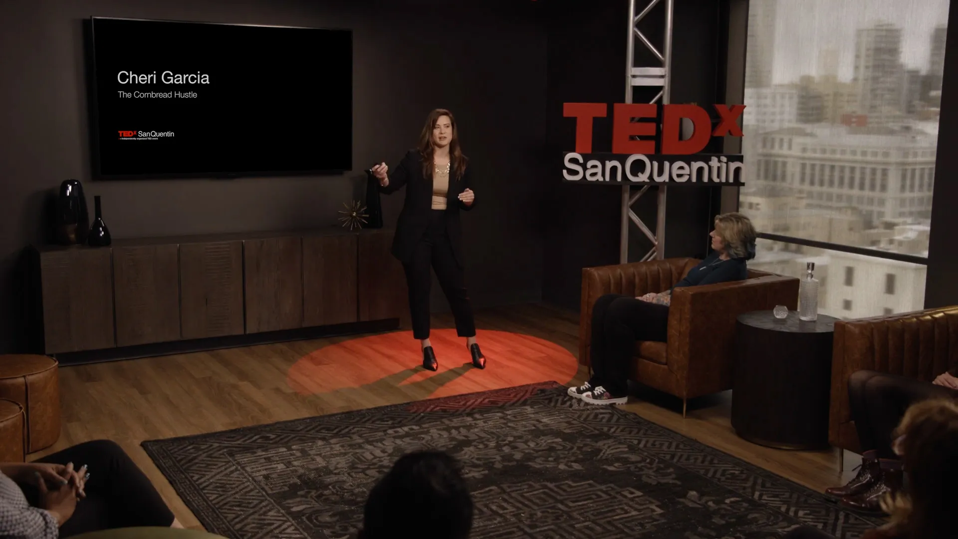 Cornbread Hustle CEO Cheri Garcia presenting a TEDx Talk
