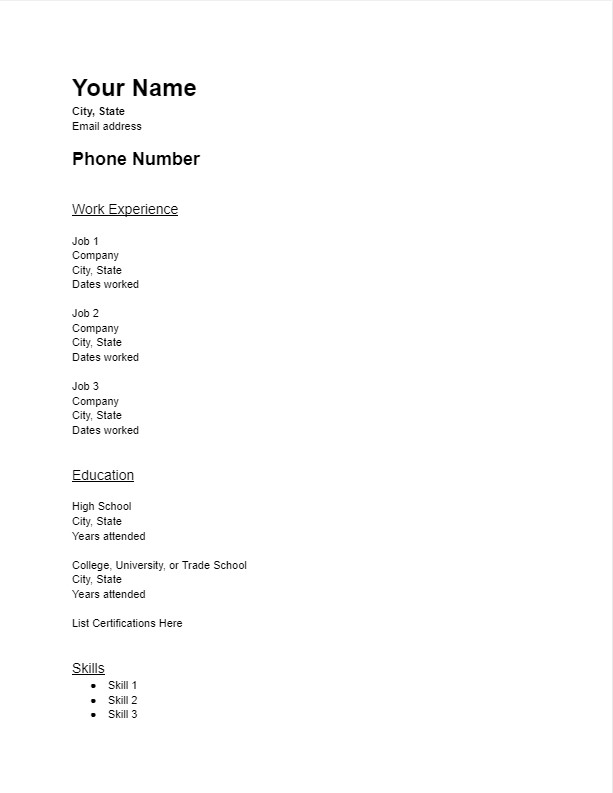 Sample Resume - tap here to download